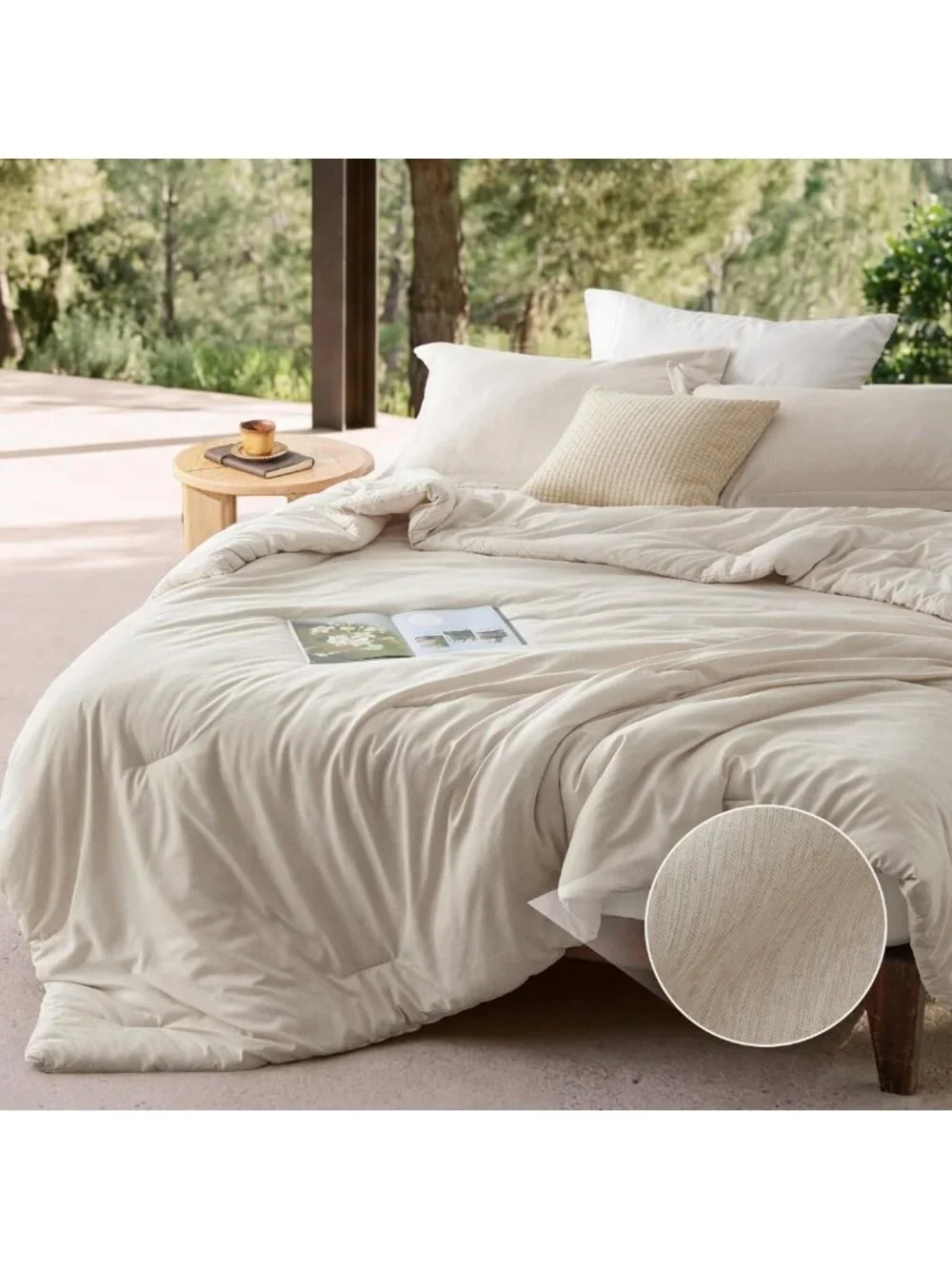 Cozy Beige Queen Comforter Set - Soft All-Season Bedding, 3-Piece Bed Set